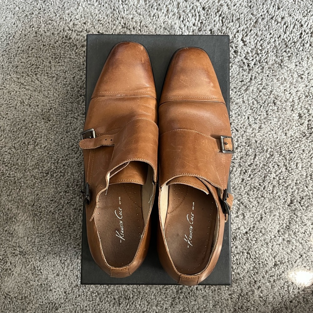 Kenneth Cole Double Monk Strap Brown Dress Shoe Size 9